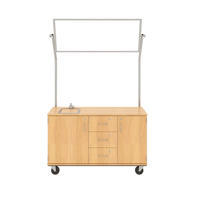 Stevens ID Systems Mobile Demonstration Station with Mirror, Sink and Lock, 3 Drawers, 48 x 24 x 36 Inches