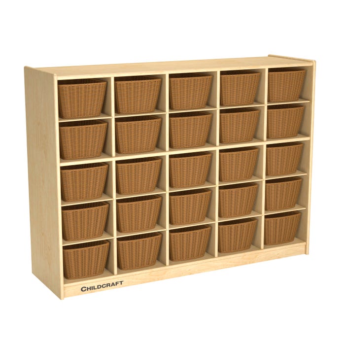 Childcraft Cubby Storage Unit, 25 Baskets, 47-3/4 x 14-1/4 x 36 Inches