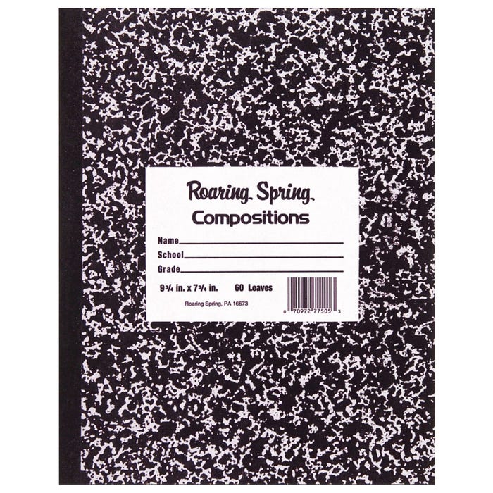 Roaring Spring Tape Bound Composition Book, 9-3/4 x 7-1/2 Inches, 60 Sheets