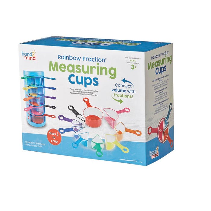 Hand2Mind Rainbow Fraction Measuring Cups, Grades PreK to 3, Set of 9