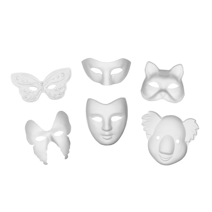Creativity Street Paperboard Mask, Assorted Sizes, White, Set of 24