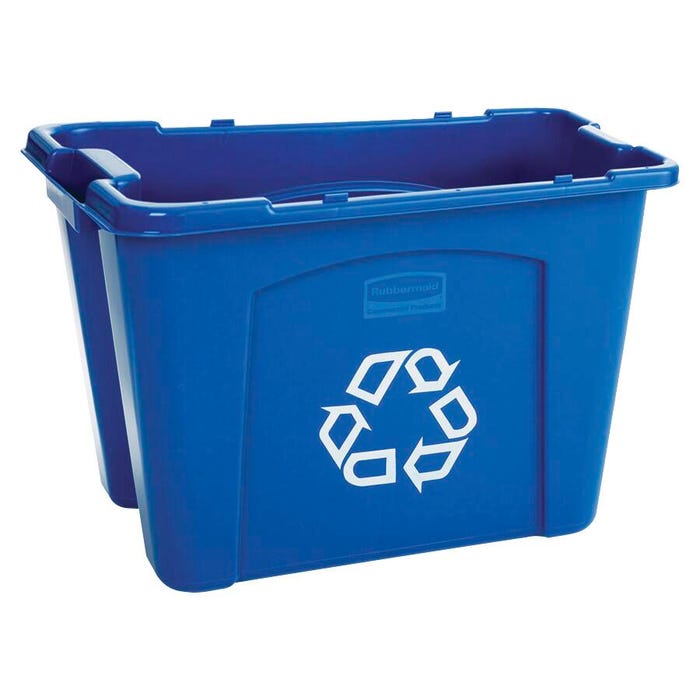 Rubbermaid Rectangular Station Recycling Box, 14 Gallon, Polyethylene, Blue