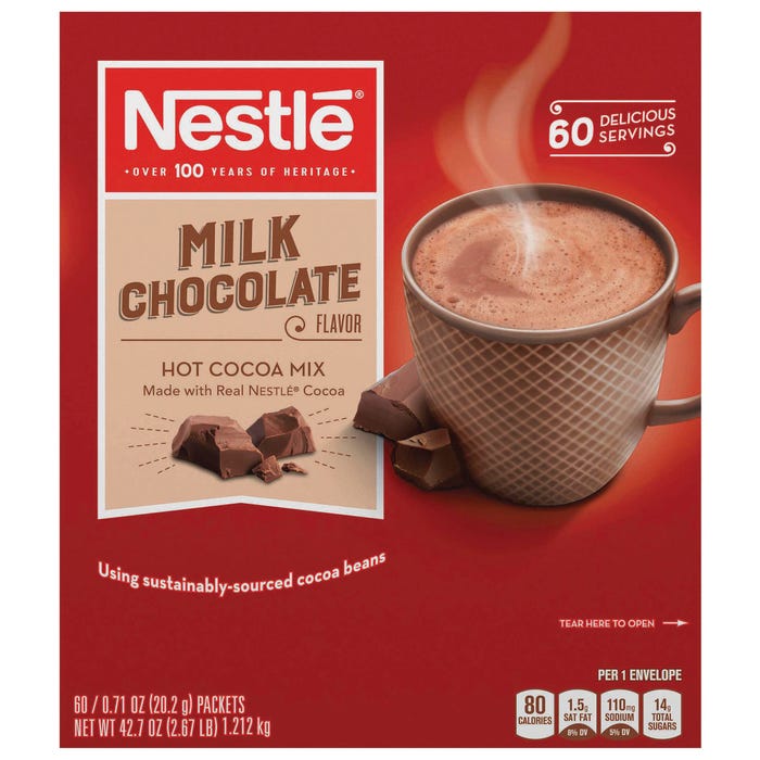 Nestle Milk Chocolate Flavor Hot Cocoa Mix, Pack of 60