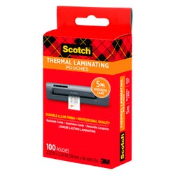 Scotch Thermal Laminating Pouch, 2-3/8 x 3-3/4 Inches, 5 mil Thick, Pack of 100, Item Number 1494672