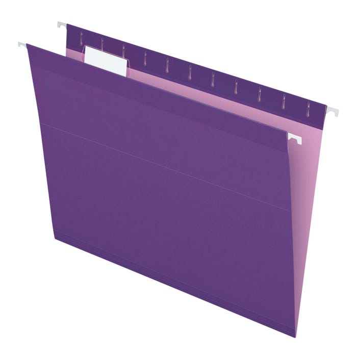 Pendaflex Reinforced Hanging File Folders, 1/5 Cut Tabs, Letter Size, Violet, Pack of 25