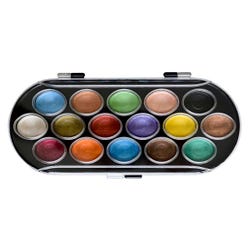 Niji Yasutomo Watercolor Paints, 16 Assorted Pearlescent Colors, Item Number 1289880