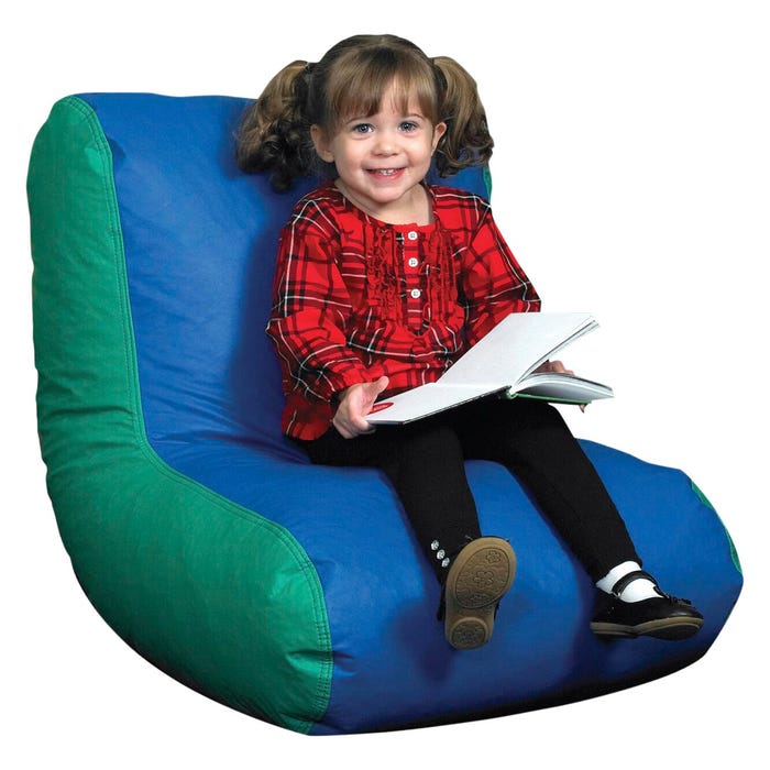 Children's Factory Pre-School High Back Chair, Vinyl, Blue/Green