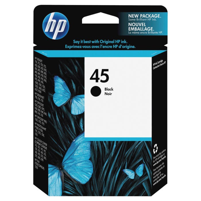 HP 45 Ink Cartridge, 51645A, Black