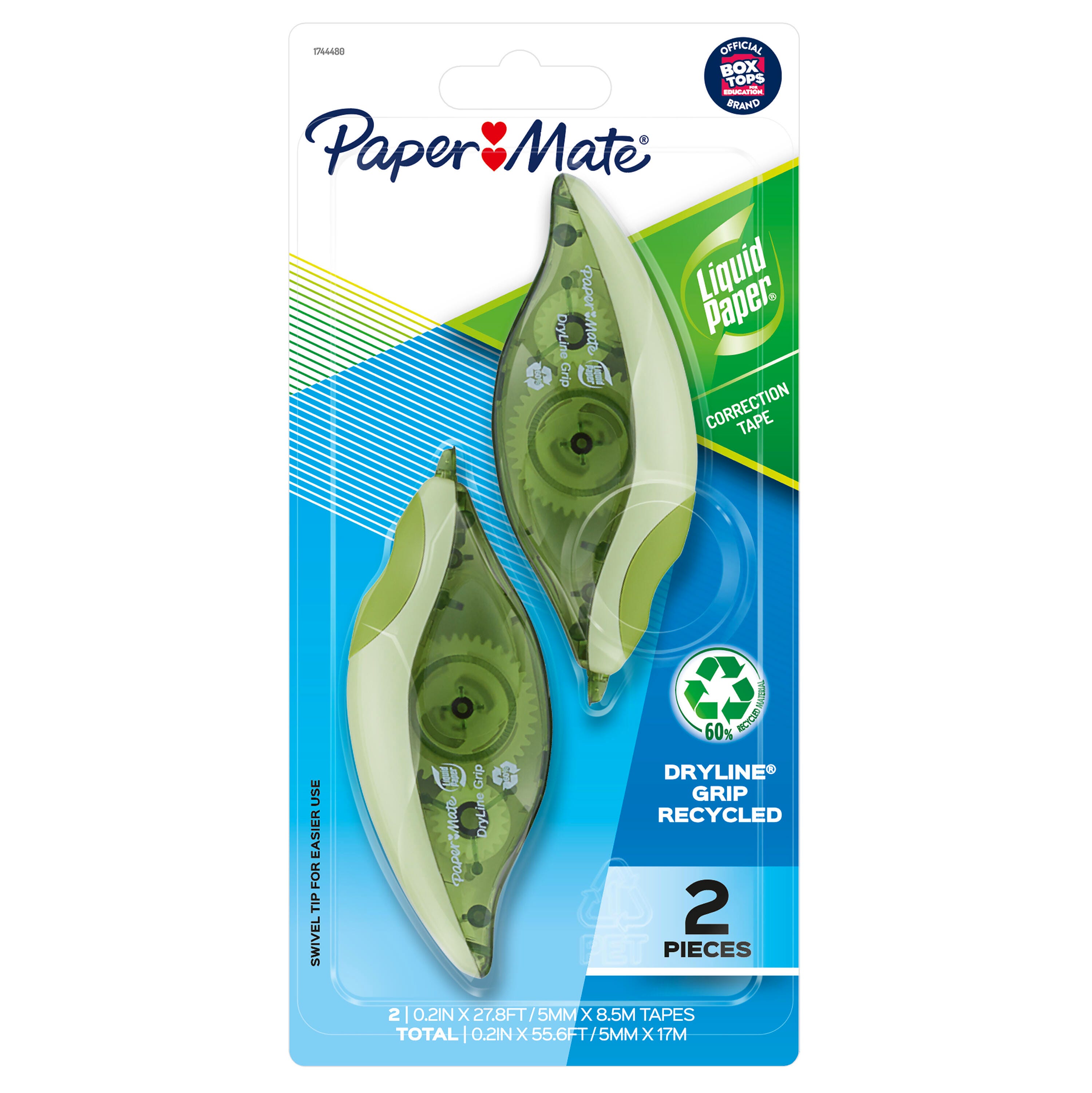 Paper Mate Liquid Paper DryLine Grip Recycled Correction Tapes, Set of 2 1498785