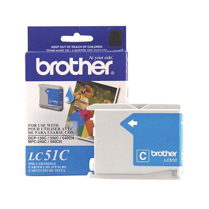 Brother LC51C Ink Cartridge, 400 Page Yield, Cyan