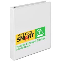 Image for School Smart Durable Polypropylene D-Ring Binder, 1 Inch, White from School Specialty