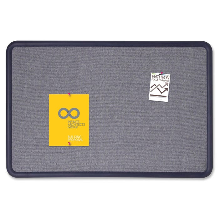 Quartet Self-Healing Bulletin Board, 48 x 36 Inches, Plastic Frame, Fabric Board, Light Blue/Navy, Horizontal/Vertical Mount