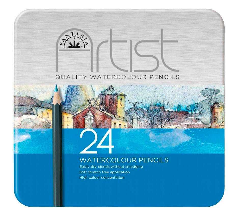 Fantasia Premium Watercolor Pencils, Assorted Colors, Set of 24 Item Number 2002137