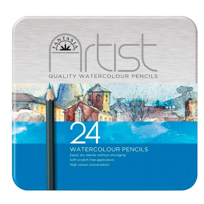 Fantasia Premium Watercolor Pencils, Assorted Colors, Set of 24