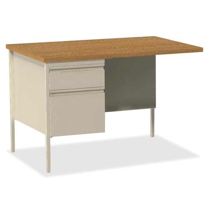 Lorell Putty Oak Laminate Fortress Series, Left Pedestal Return, Steel, 42 x 24 x 29-1/2 Inches, Oak/Putty