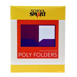 School Smart 2-Pocket Poly Folders, Letter Size, 3-Hole Punch, Purple, Pack of 25 2019642