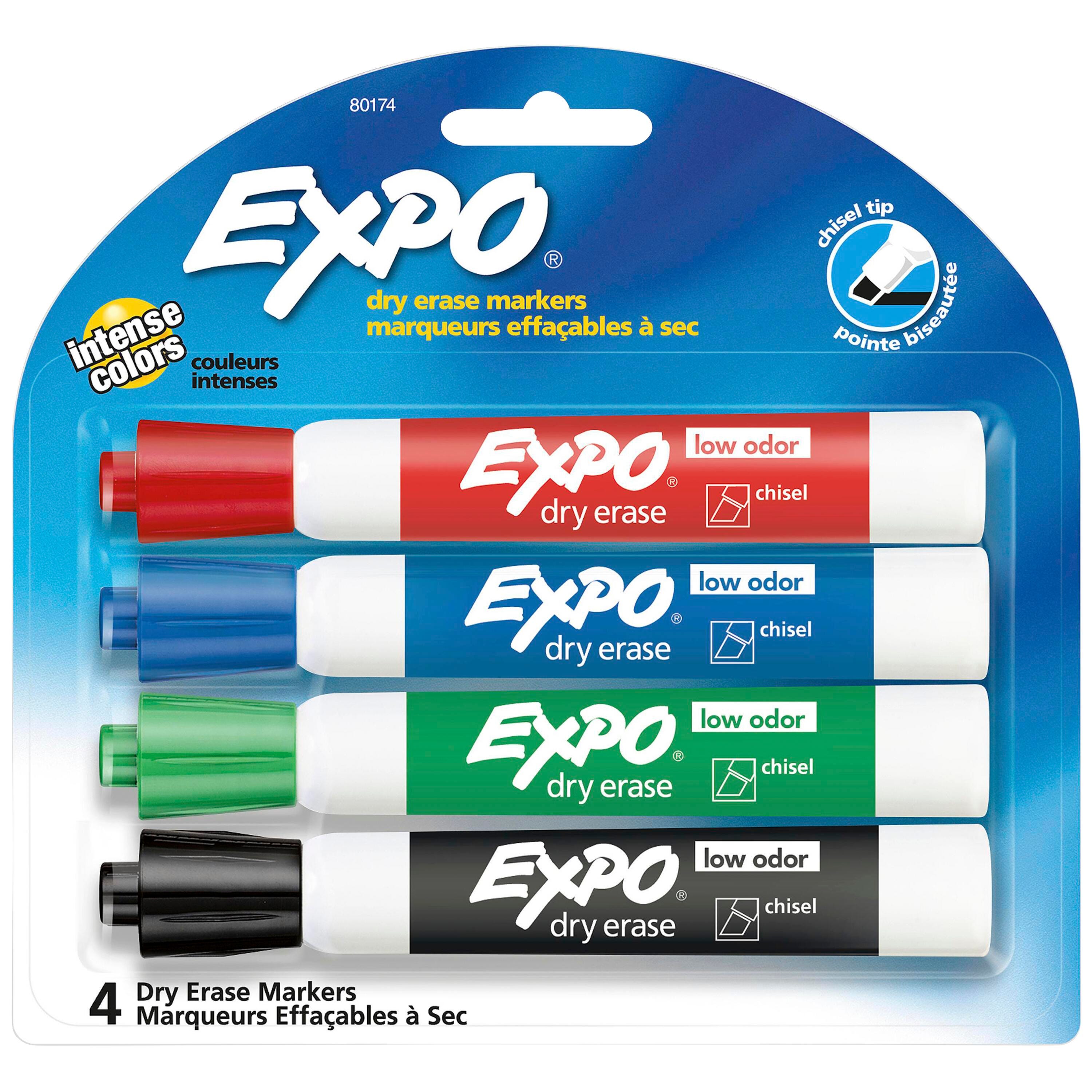 Image for EXPO Low Odor Dry Erase Markers, Chisel Tip, Assorted Colors, Set of 4 from School Specialty