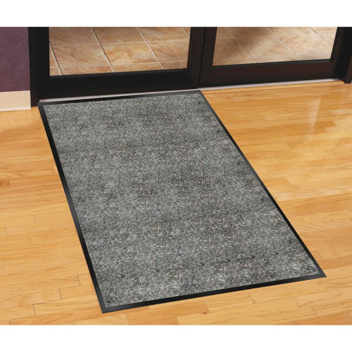 Genuine Joe Silver Series Olefin Moisture Absorbent Walk-Off Indoor Mat, Vinyl Backing, 4 x 6 Feet, Salt Pepper