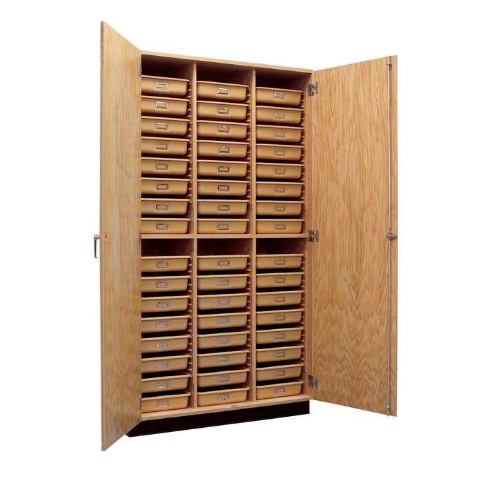 Diversified Spaces Tote Tray Storage Cabinet with Doors, 48 x 22 x 84 Inches, Oak