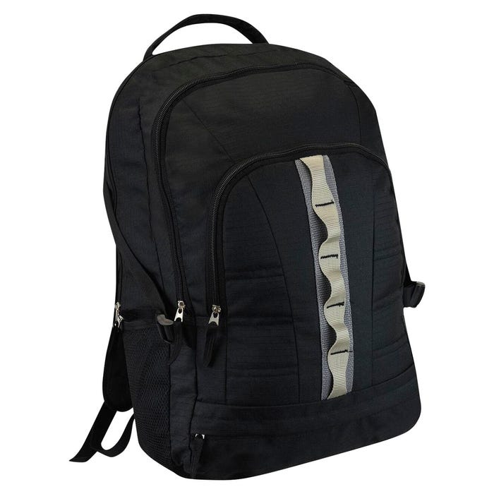 High School Style Backpack with Webbing, Black