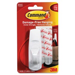 Command Reusable Utility Hook with Removable Adhesive Strips, Large, 5 lb Capacity 023202