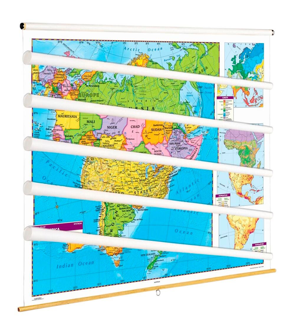 Nystrom Land Cover Map Set with Spring Roller, Continents, Item Number 1398298