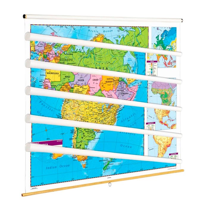 Nystrom Political Relief Continents Map, Set of 6