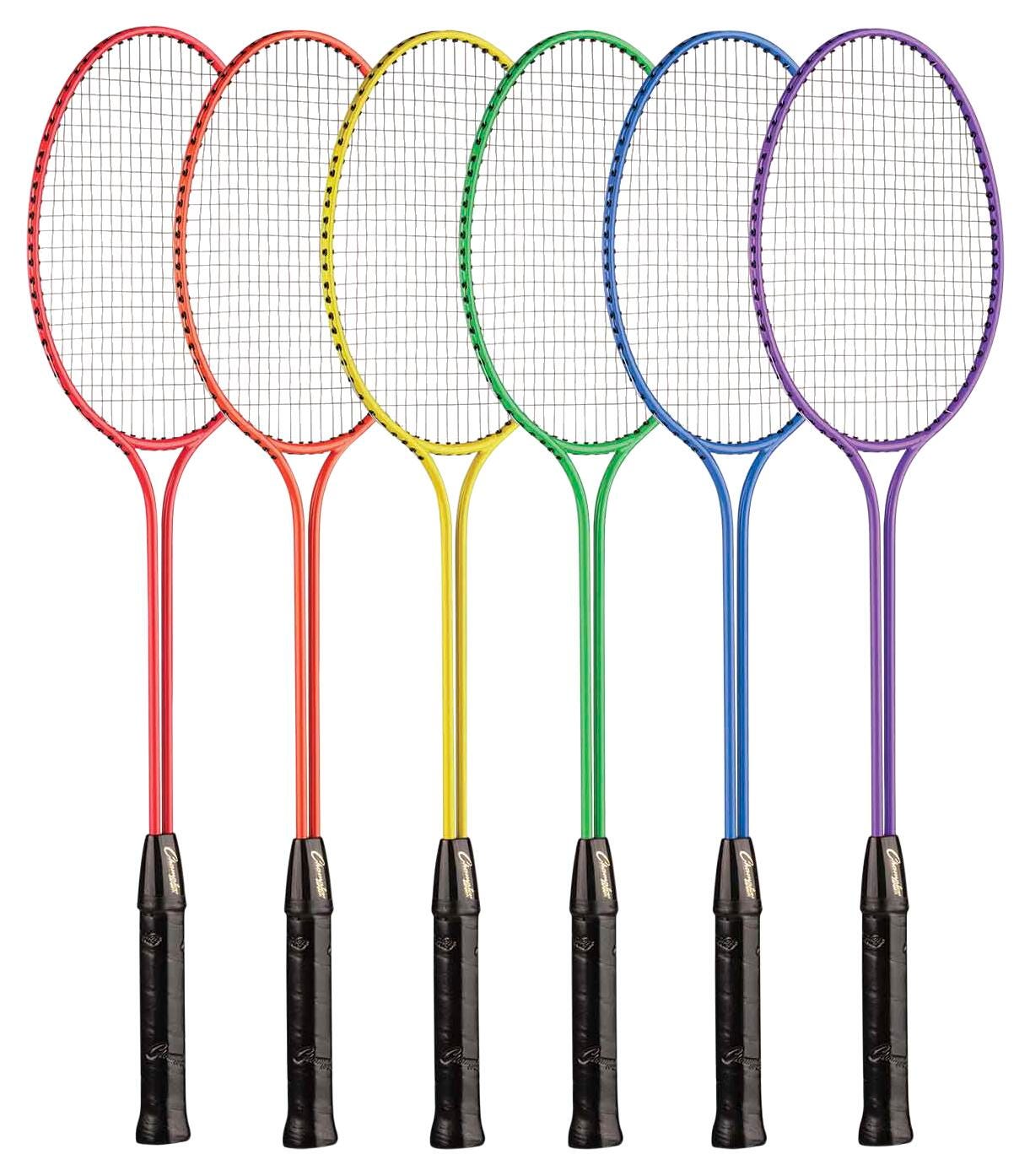 Champion Sports Badminton Tempered Steel Twin-Shaft and Frame Racquets, Coated Steel Strings, Set of 6 2020135