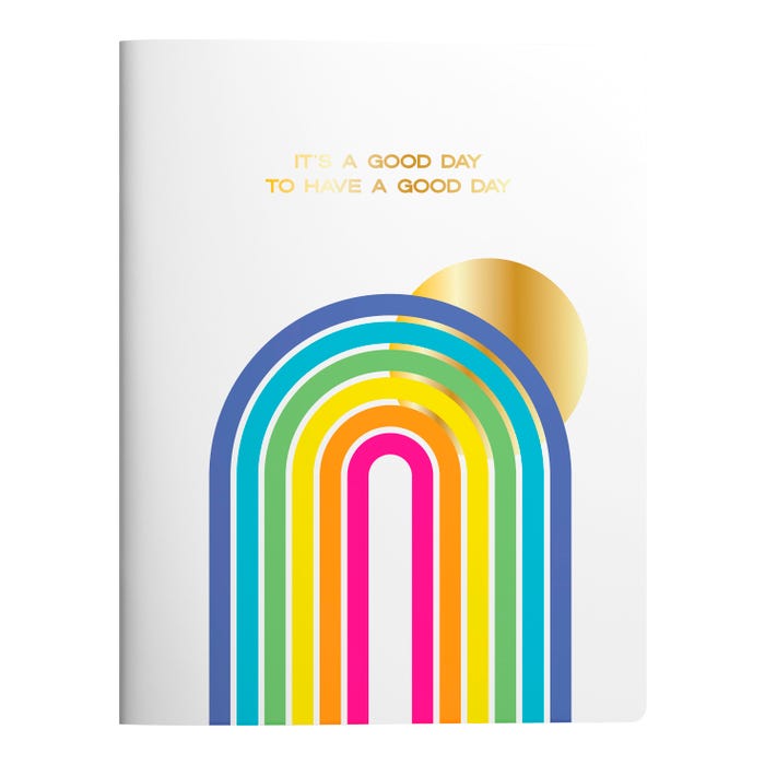 Astrobrights Undated Teacher Planner, 14-Month Layout, Flexible Cover, 8-1/2 x 11 Inches, 200 Stickers, Good Day Rainbow