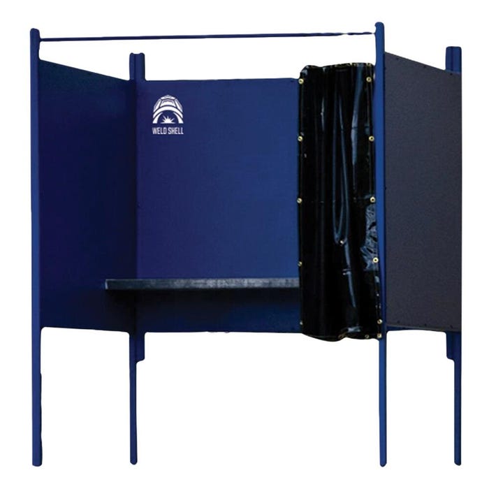 WeldShell Standalone Welding Booth, 4 x 4 Foot, IAP Powder-Coated Blue