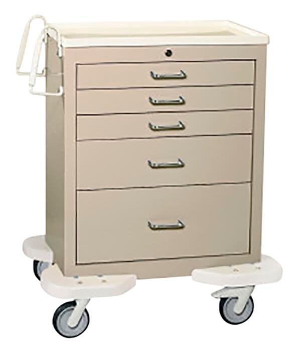 Image for School Health Five Drawer Medical Short Cart, 25 x 32 x 39-3/4 Inches, Beige from School Specialty