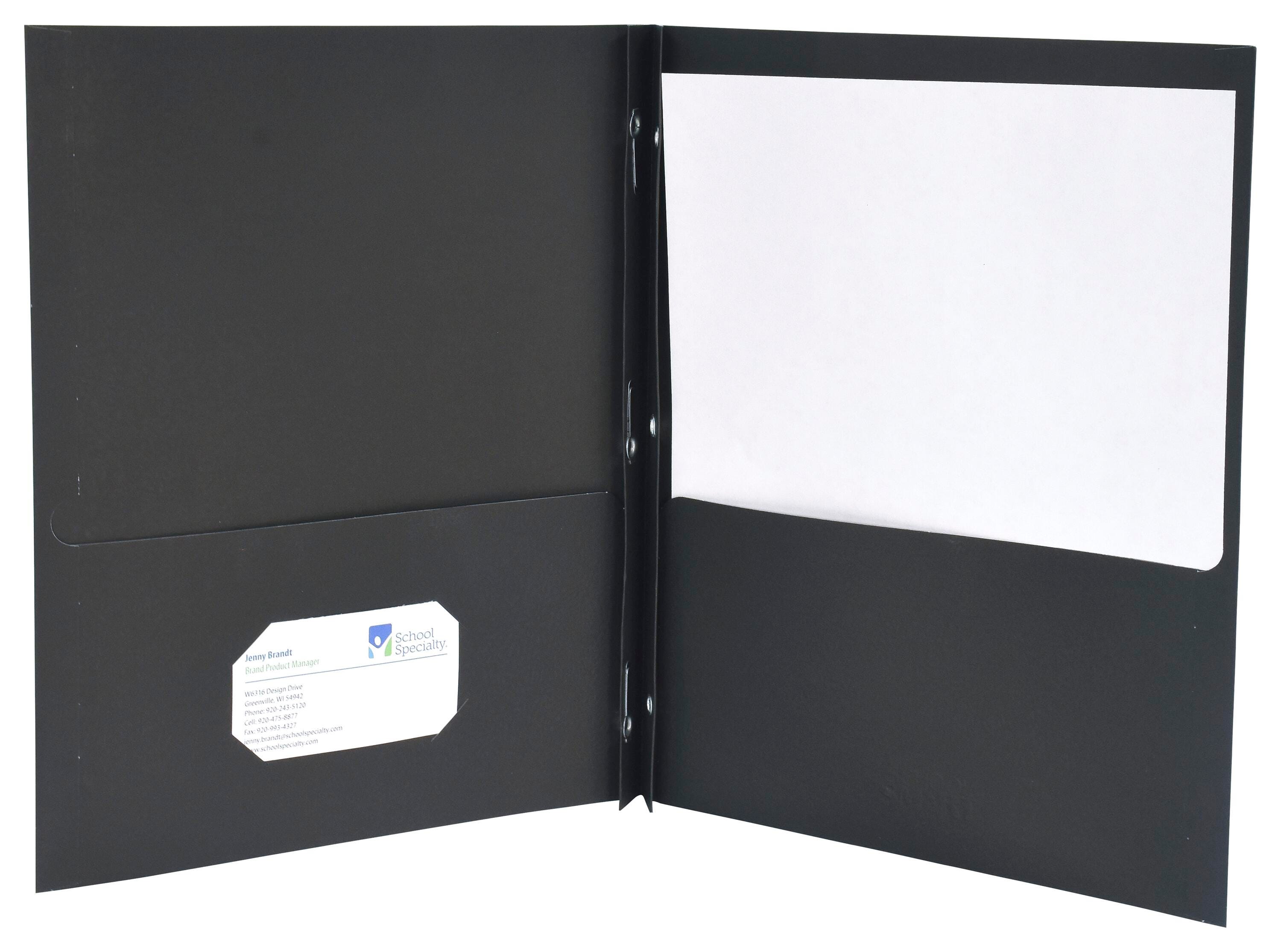 Image for School Smart 2-Pocket Folders with Fasteners, Black, Pack of 25 from School Specialty