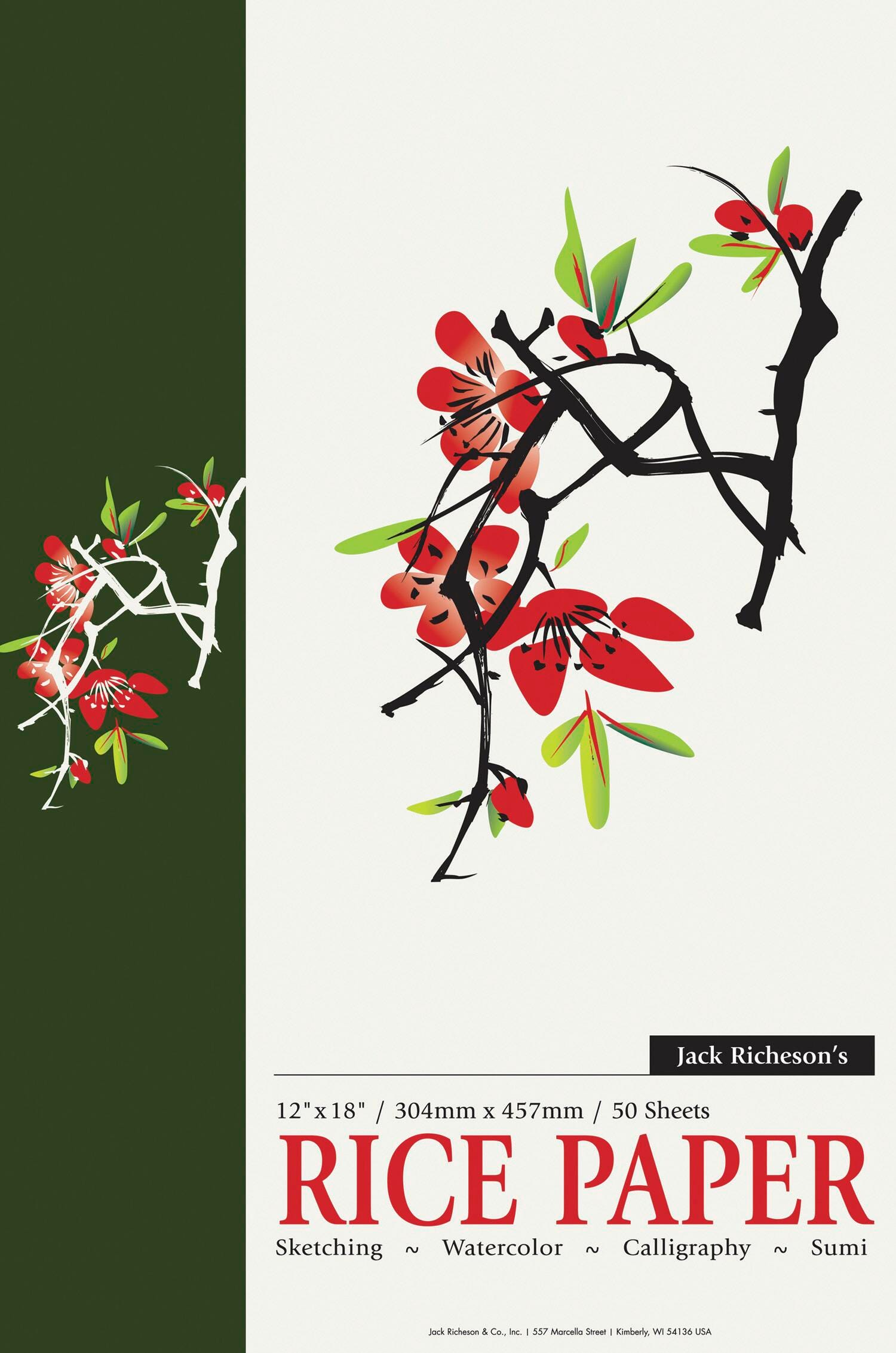 Jack Richeson Acid-Free Rice Paper Pad, 12 x 18 Inches, 50 Sheets, Item Number 1404559