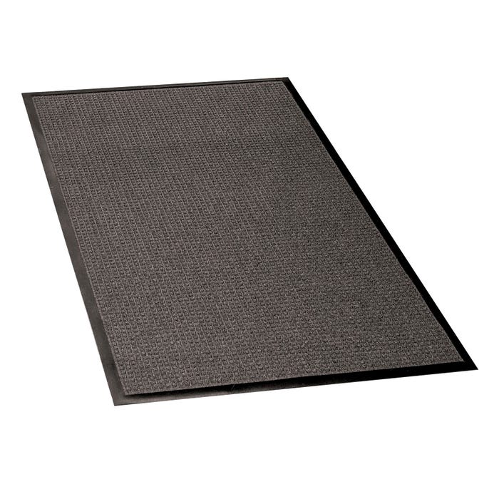 Genuine Joe Waterguard Indoor/Outdoor Mat, 3 x 5 Feet, Rubber Cleated Backing, Charcoal Gray