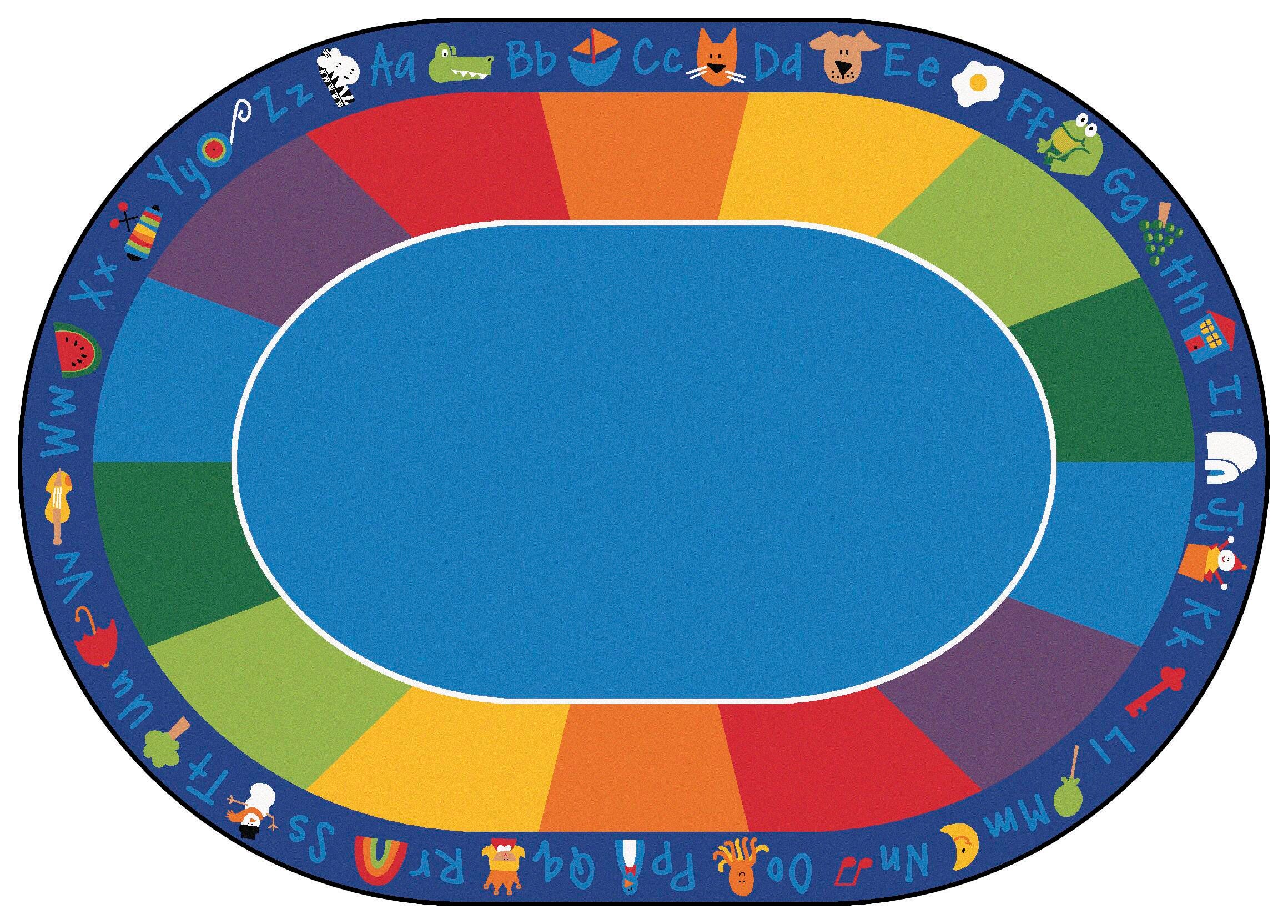 Carpets for Kids Fun with Phonics Seating Rug, 8 Feet 3 Inches x 11 Feet 8 Inches, Oval, Multicolored, Item Number 679229