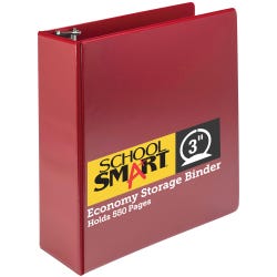 Image for School Smart Round Ring Binder, Polypropylene, 3 Inches, Red from School Specialty