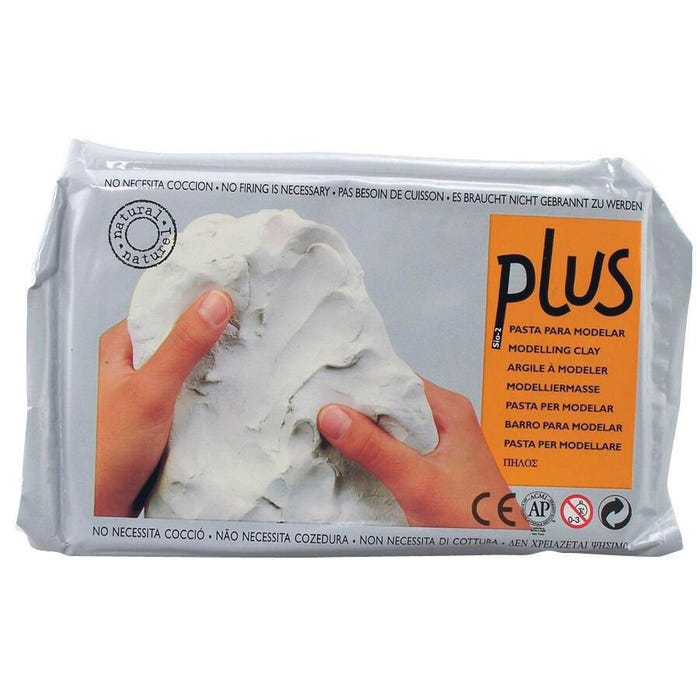 Plus Clay Air-Dry Non-Toxic Self-Hardening Natural Clay, White, 2.2 Pounds