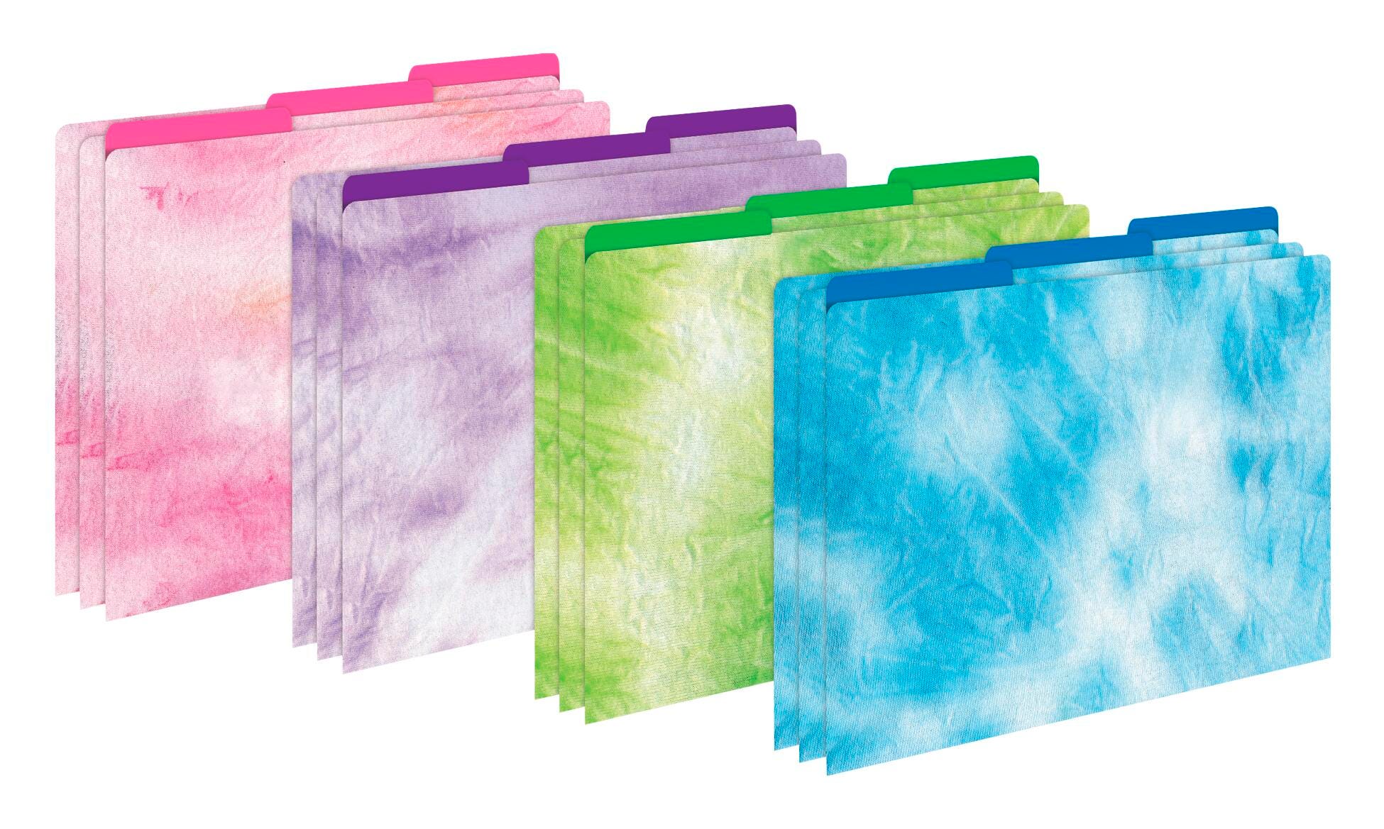 Barker Creek File Folders, Ombre & Tie-Dye, Letter Size, Set of 12, Item Number 2100843