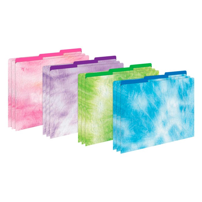 Barker Creek File Folders, Ombre & Tie-Dye, Letter Size, Set of 12