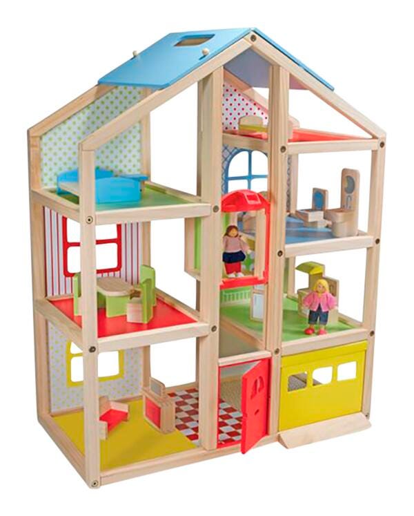 Melissa & Doug Hi-Rise Wooden Dollhouse, 19 Pieces, Item Number 2013956