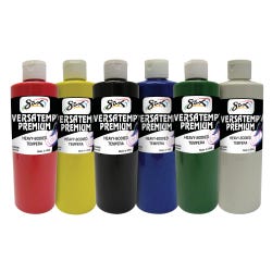 Sax Versatemp Premium Heavy-Bodied Tempera Paint, 1 Pint Bottles, Assorted Colors, Set of 6 1592736