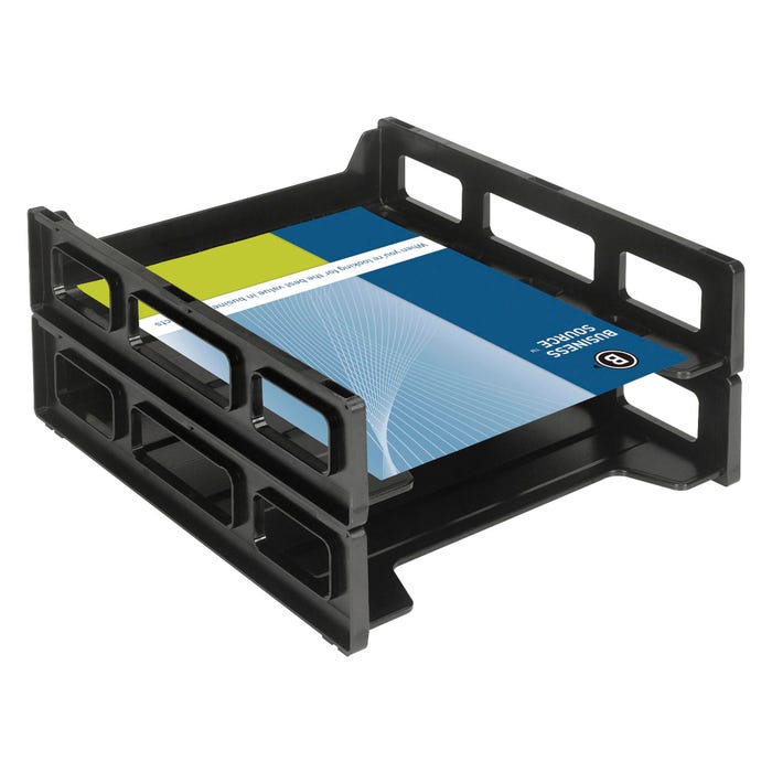 Business Source Stackable Front Load Letter Tray, 10-1/2 x 12-1/2 x 3 Inches, Black
