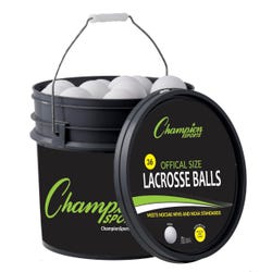 Champion Sports Lacrosse Ball Bucket, Lacrosse Balls, White, Set of 36 1592985