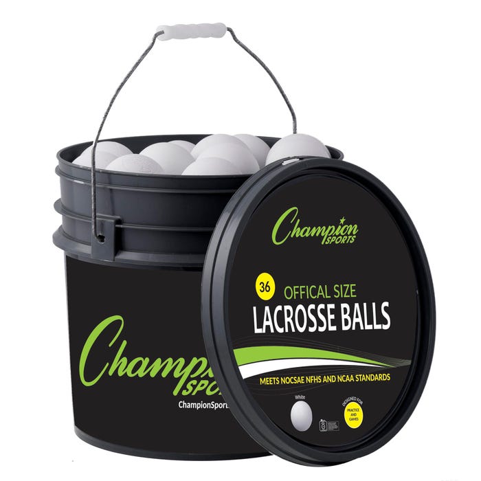 Champion Sports Lacrosse Ball Bucket, White, Set of 36