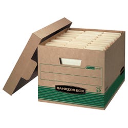 Bankers Box File Storage Box with Lid, Letter/Legal Size, 10 x 12 x 15 Inches, White/Blue, Pack of 20, Item Number 2007735