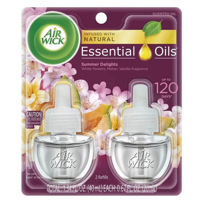 Air Wick Scented Oils Refill, 0.67 Ounce, Summer Delights, Pack of 2