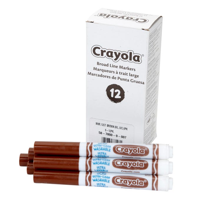Crayola Ultra-Clean Washable Bulk Markers, Brown, Pack of 12