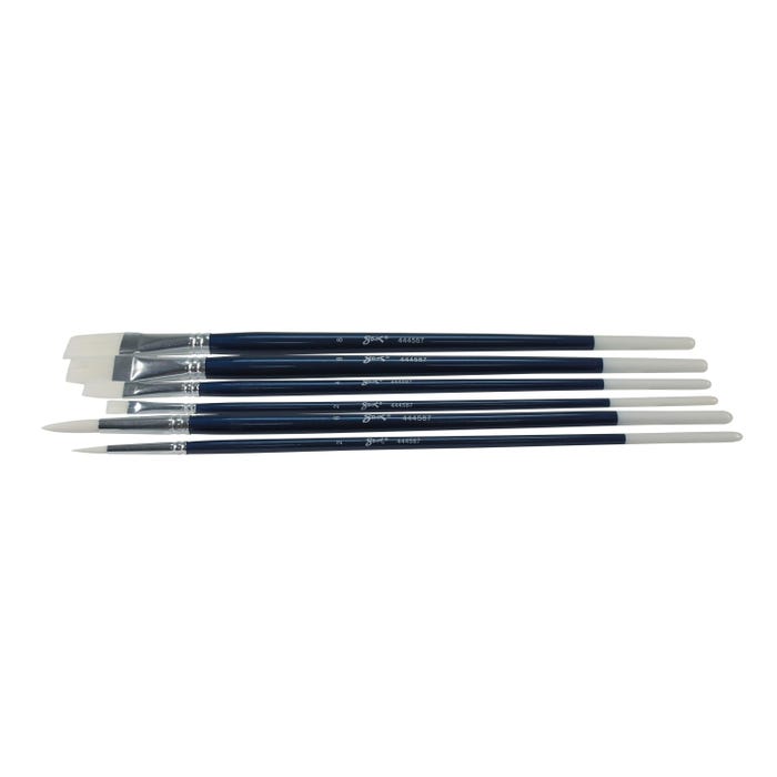Sax Bristilina White Konex Paint Brushes, Assorted Sizes, Blue, Set of 6