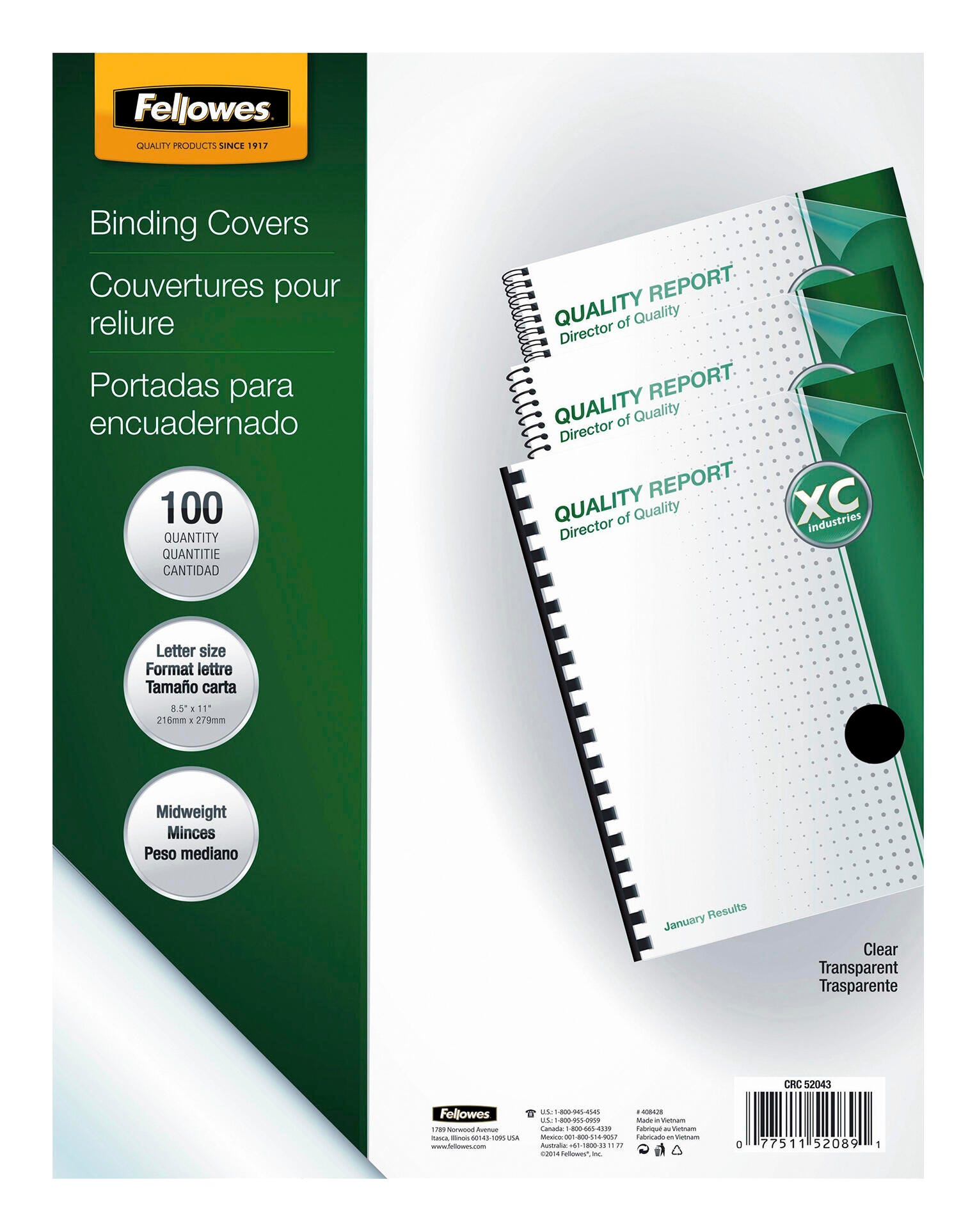 Fellowes Presentation Covers, 8-1/2 x 11 Inches, Clear, Pack of 100, Item 2021474