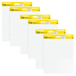 Post-it Super Sticky Easel Pads, 25 x 30 Inches, Ruled, White, 30 Sheets, Pack of 6